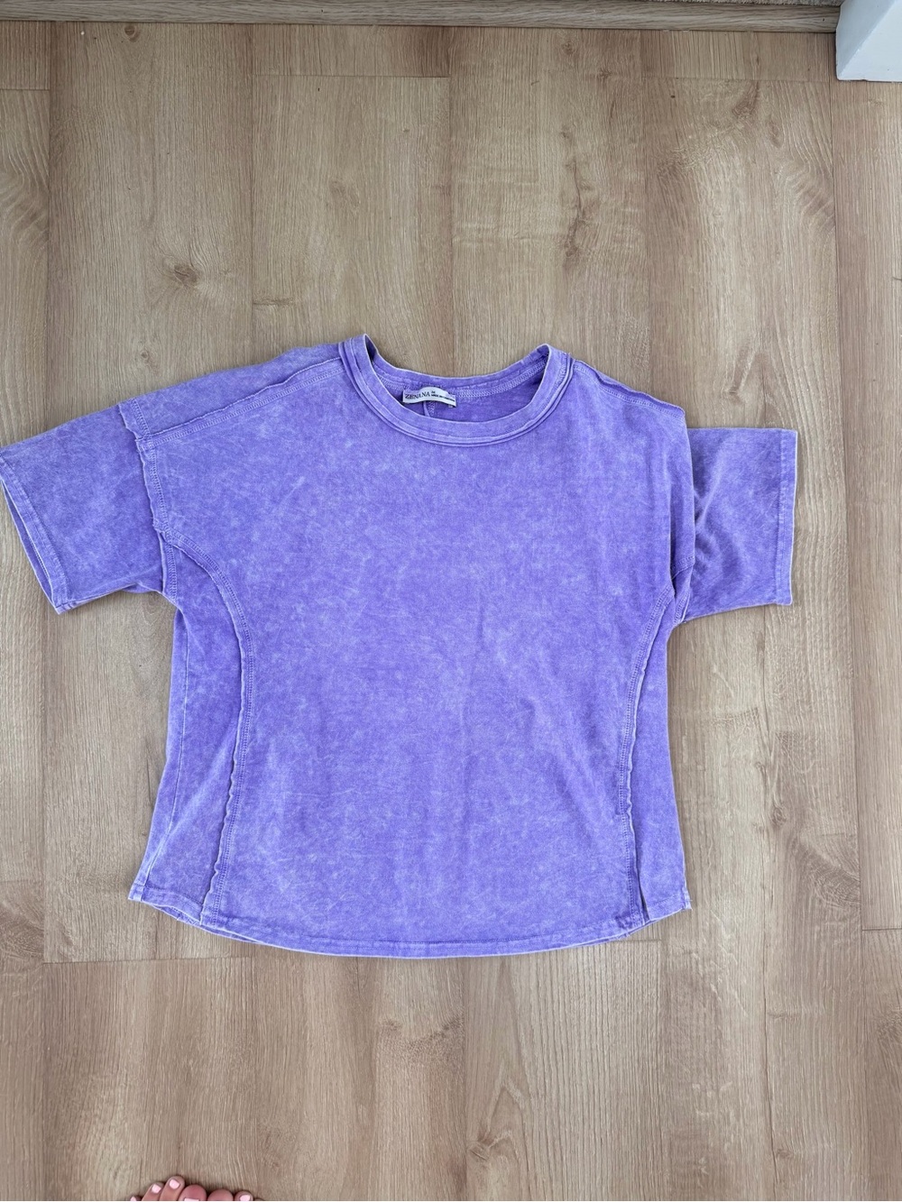 Zenana Outfitters Lavender Mineral-Wash Short Sleeve Set - Picture 2 of 11